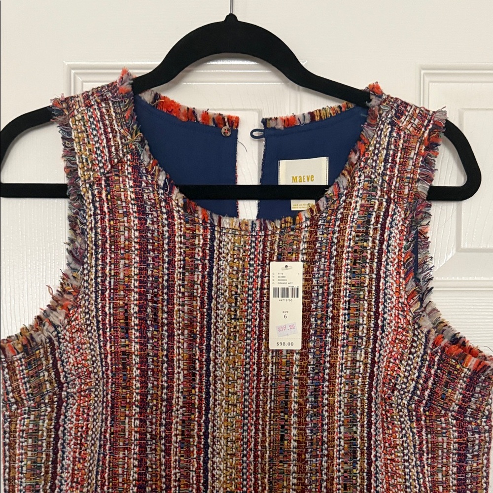 Maeve Colorful Tweed Fringe top size6